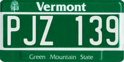 VT license plate PJZ139