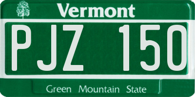VT license plate PJZ150