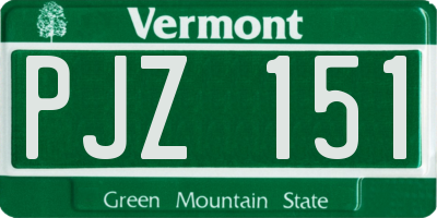 VT license plate PJZ151