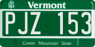 VT license plate PJZ153