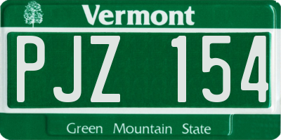 VT license plate PJZ154