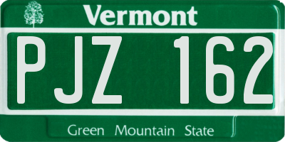 VT license plate PJZ162