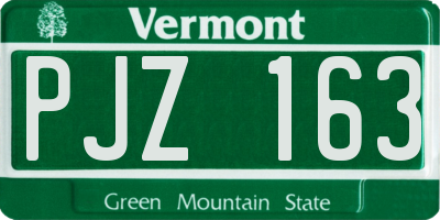 VT license plate PJZ163