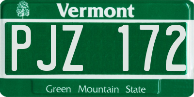 VT license plate PJZ172