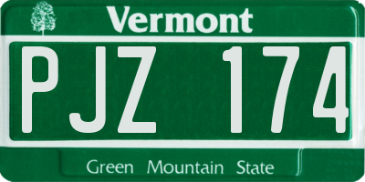 VT license plate PJZ174