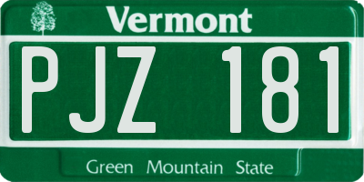 VT license plate PJZ181