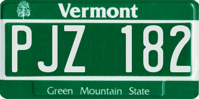 VT license plate PJZ182