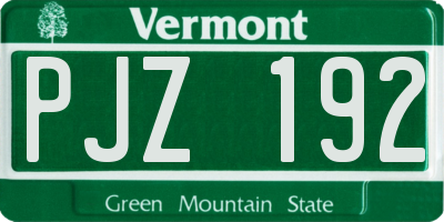 VT license plate PJZ192
