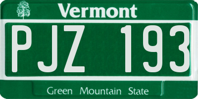 VT license plate PJZ193