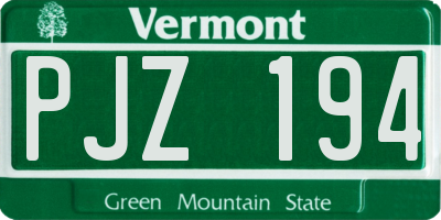 VT license plate PJZ194