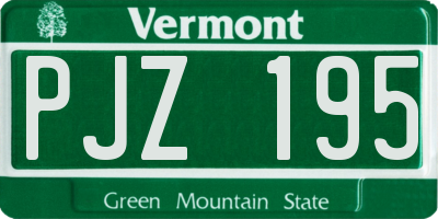 VT license plate PJZ195