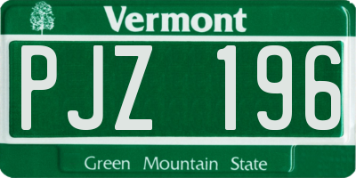 VT license plate PJZ196