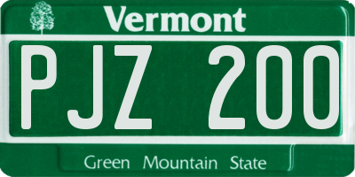 VT license plate PJZ200