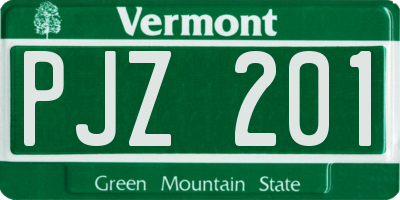 VT license plate PJZ201