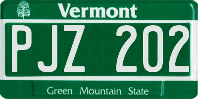 VT license plate PJZ202