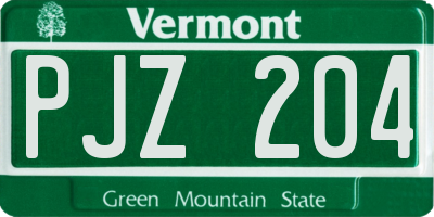 VT license plate PJZ204