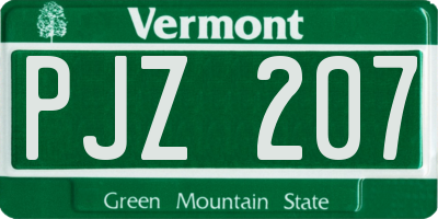 VT license plate PJZ207