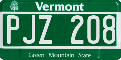 VT license plate PJZ208