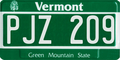 VT license plate PJZ209