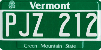 VT license plate PJZ212