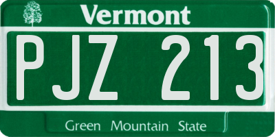 VT license plate PJZ213