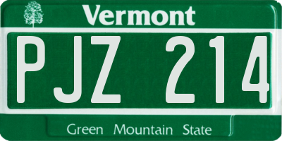 VT license plate PJZ214