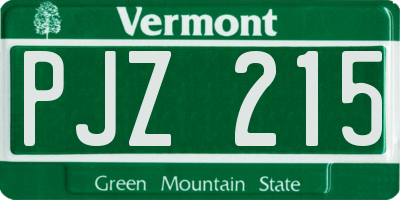 VT license plate PJZ215
