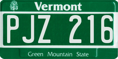 VT license plate PJZ216