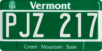 VT license plate PJZ217