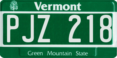 VT license plate PJZ218