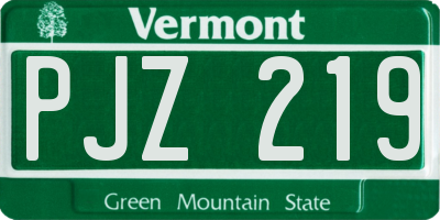 VT license plate PJZ219