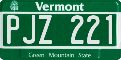 VT license plate PJZ221