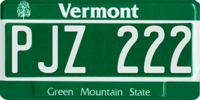 VT license plate PJZ222