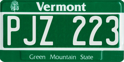 VT license plate PJZ223