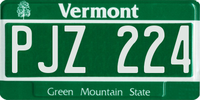 VT license plate PJZ224