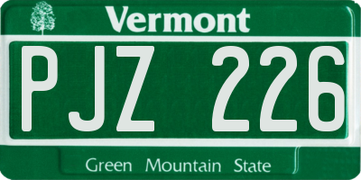 VT license plate PJZ226