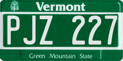 VT license plate PJZ227