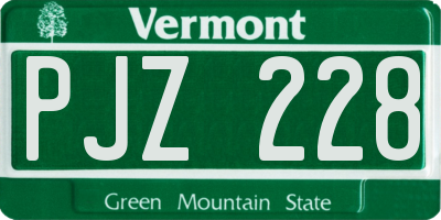 VT license plate PJZ228