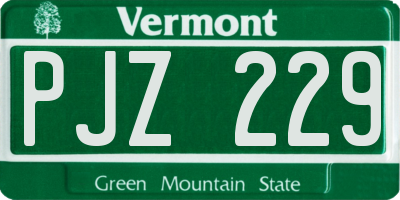 VT license plate PJZ229