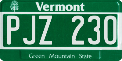 VT license plate PJZ230
