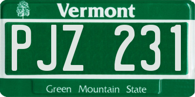 VT license plate PJZ231