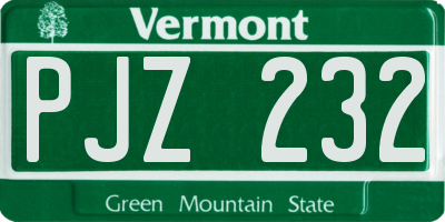 VT license plate PJZ232