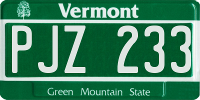 VT license plate PJZ233