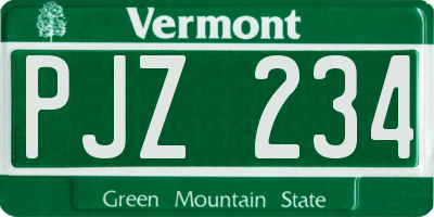 VT license plate PJZ234