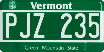 VT license plate PJZ235