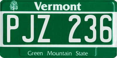 VT license plate PJZ236
