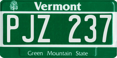 VT license plate PJZ237