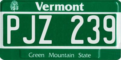 VT license plate PJZ239