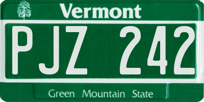 VT license plate PJZ242