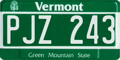 VT license plate PJZ243